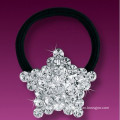 fashion metal silver plated crystal star shape rubber hair band